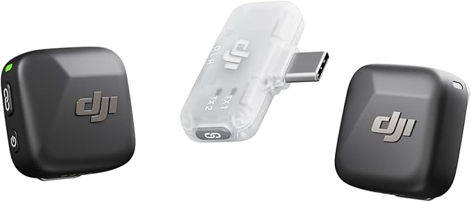 DJI Mic Mini Wireless Microphone (2 TX + 1 Mobile RX), Ultralight, Active Noise Cancelling